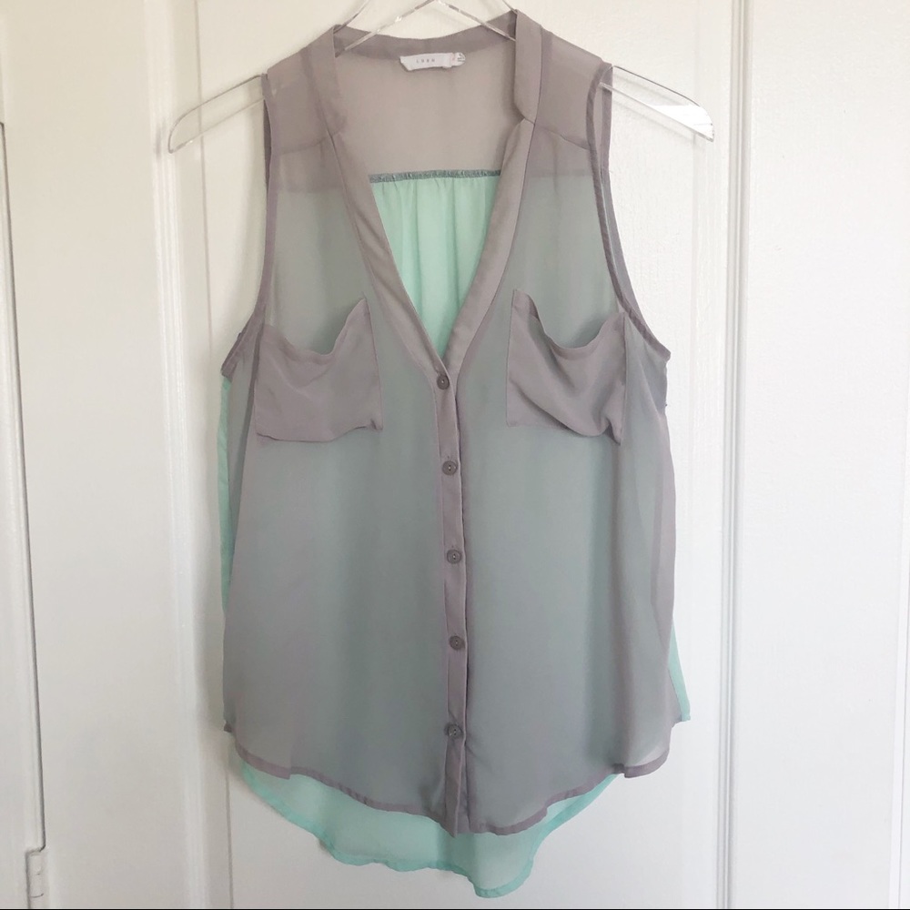 LUSH Sleeveless Button Down Sheer Blouse Size XS